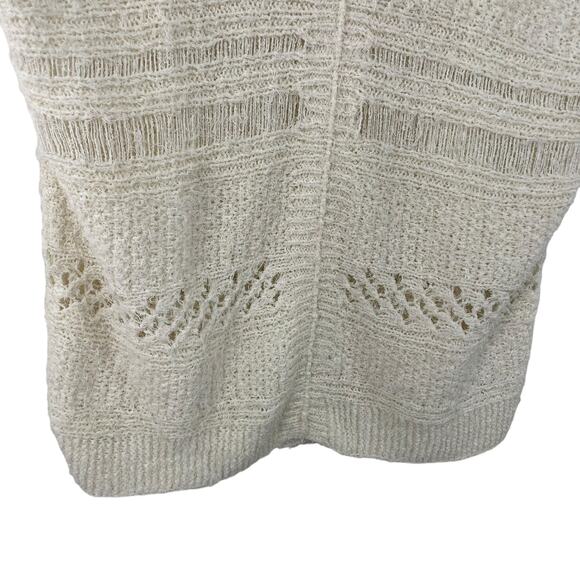 Sita Murt Cream Open Eyelash Knit Short Sleeve V Neck Sweater Womens 40 / US 8 - Picture 2 of 8